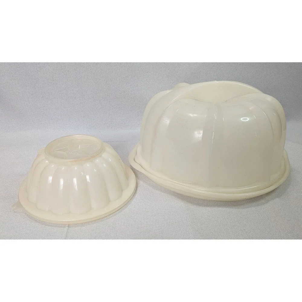 Tupperware Jel-Ring Jello Mold Set White Vintage Large Small 4 Inserts Good
